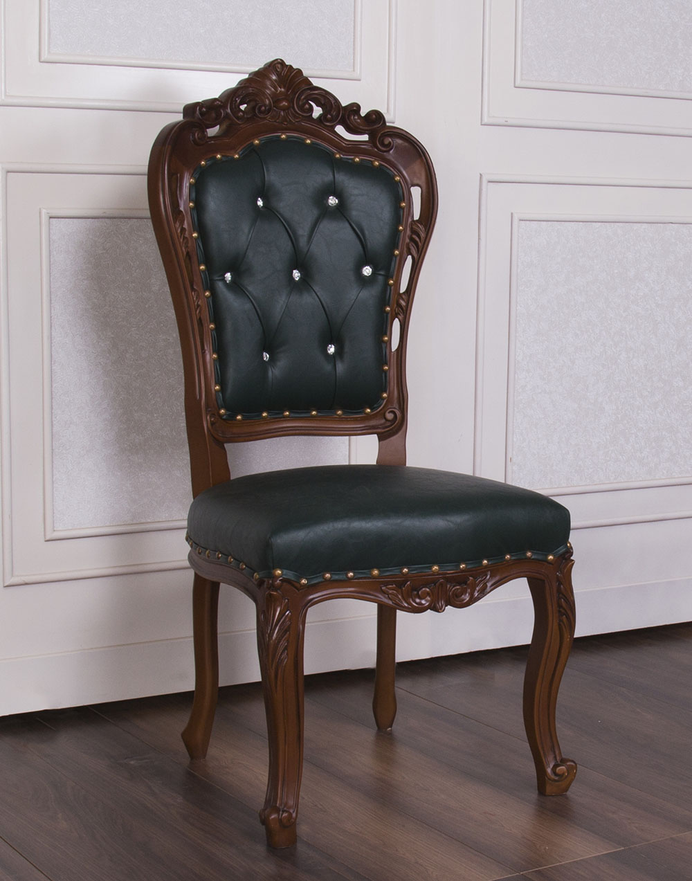 Dark Wood & Dark Green ANUBIS Dining Chair